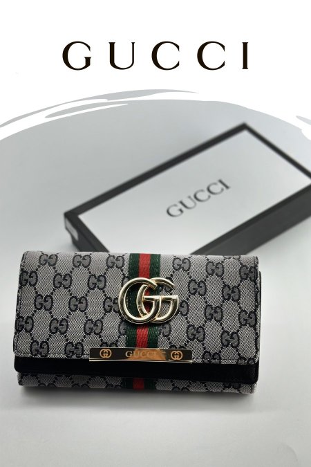 جزدان - Gucci  / شامل علبة - جوتشي - رمادي <br> <span class='text-color-warm'>نفدت الكمية</span>